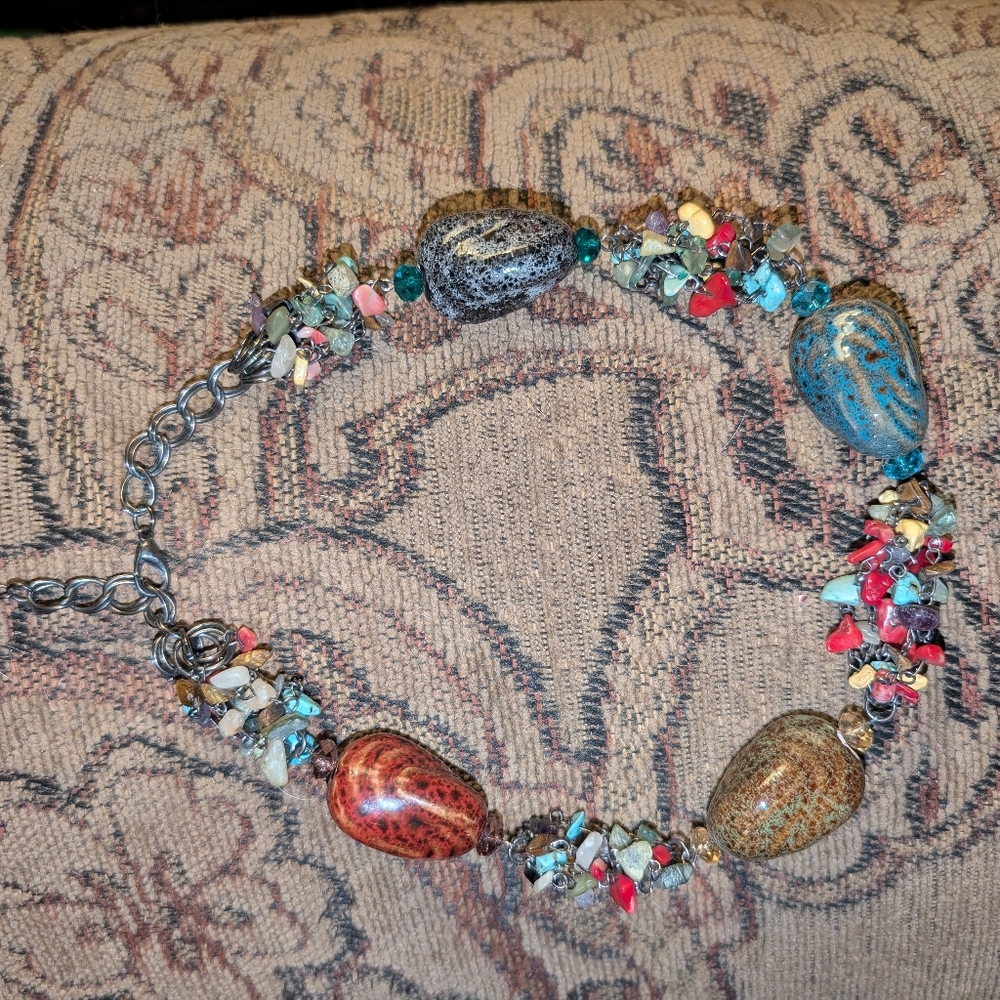 Artisan Gemstone Necklace with Multicolor Beads
